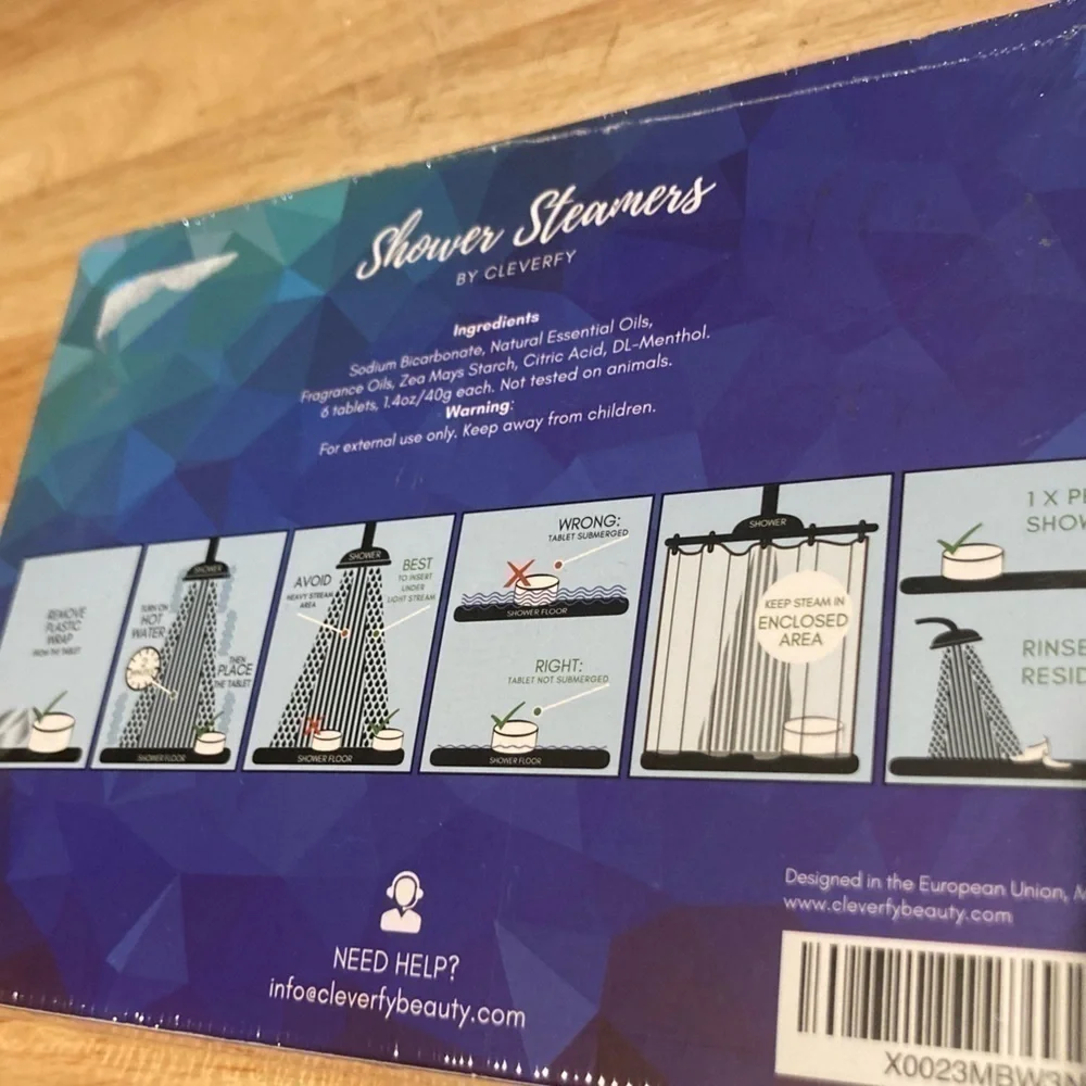 4/$25 Cleverfy shower steamers. Includes 6 aromatherapy fizzies. New in box